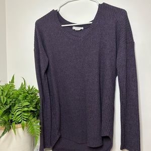 Korye long sleeve purple waffle soft shirt size xs/s
